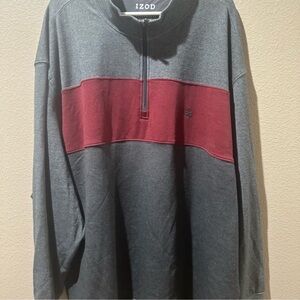 Izod Men's Charcoal and Burgundy Zip-Up Sweater 4XL